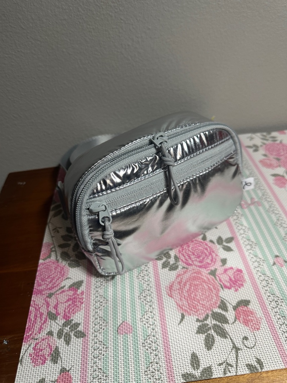 Adjustable Metallic Silver Mini Crossbody Bag NWT
